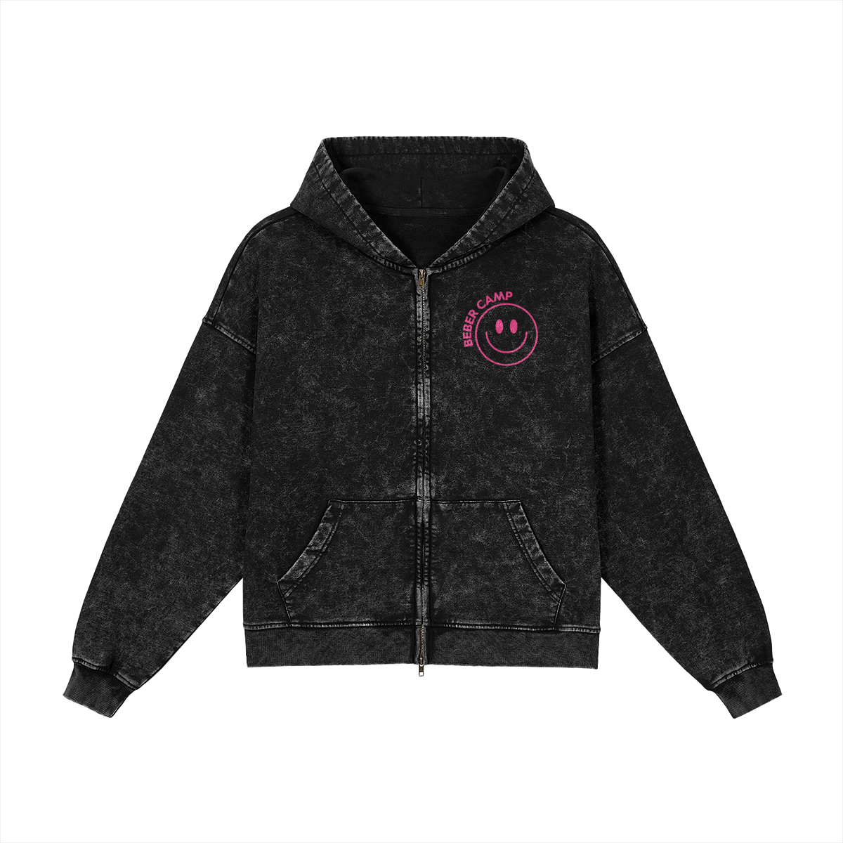 Acid Wash Smiley Zip Up – Beber Canteen