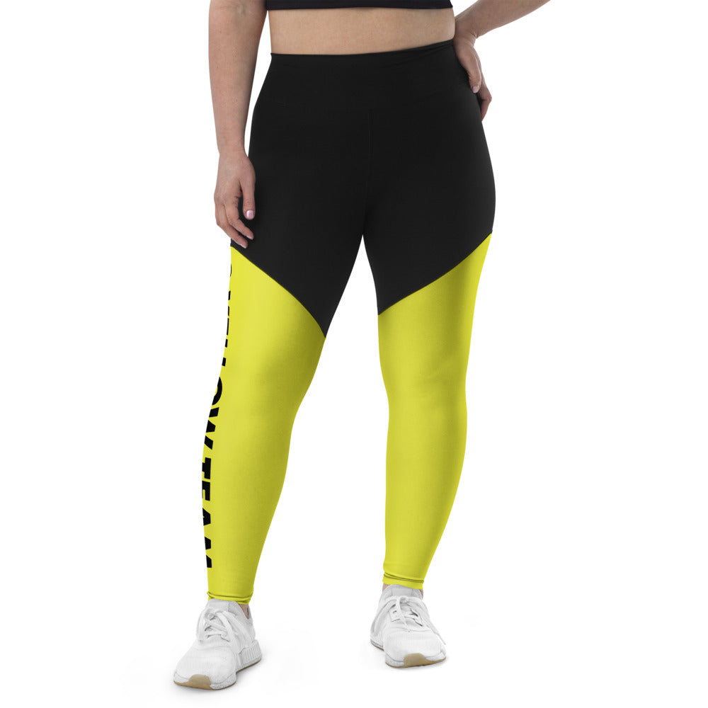 Womens luxury fitness leggings UK. Yellow Fitness Supplex Leggings