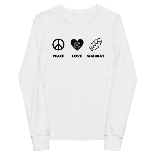 Peace Love Shabbat Youth Long Sleeve T-Shirt